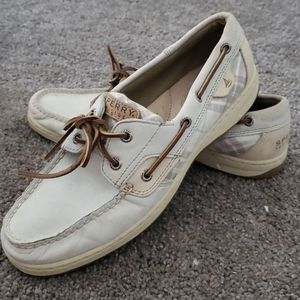 Sperry Top Siders Baby Blue Leather with Plaid